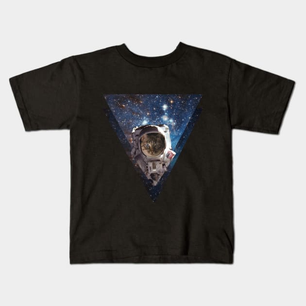 Astronaut Space Cat in Galaxy Kids T-Shirt by Bluepress